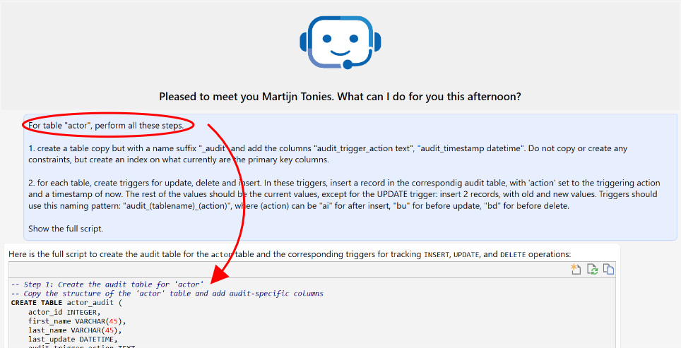 AI Chatbot in Database Workbench